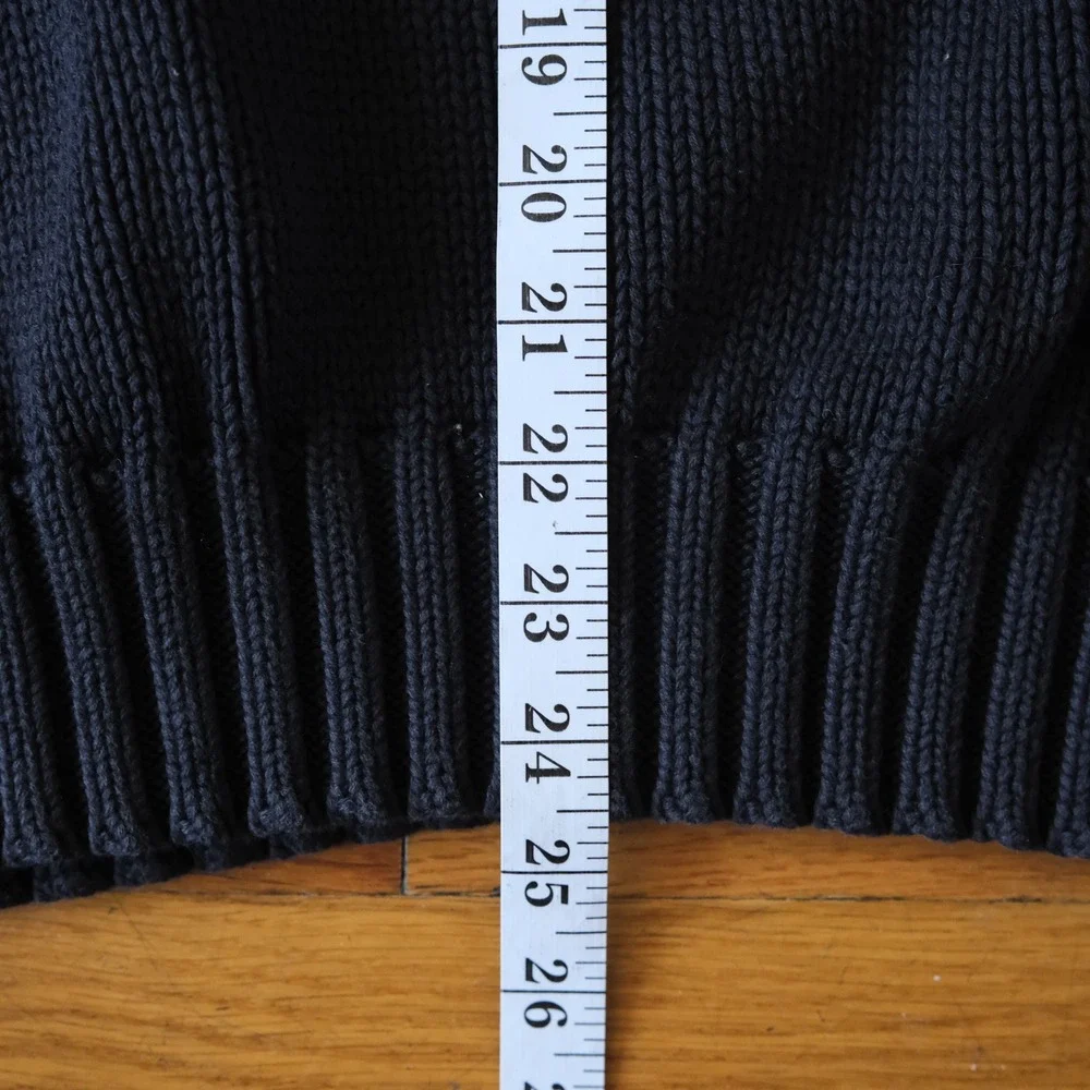 Polo Ralph Lauren Sweater Navy Blue Chenille P Logo Cotton Collegiate Mens M Vtg